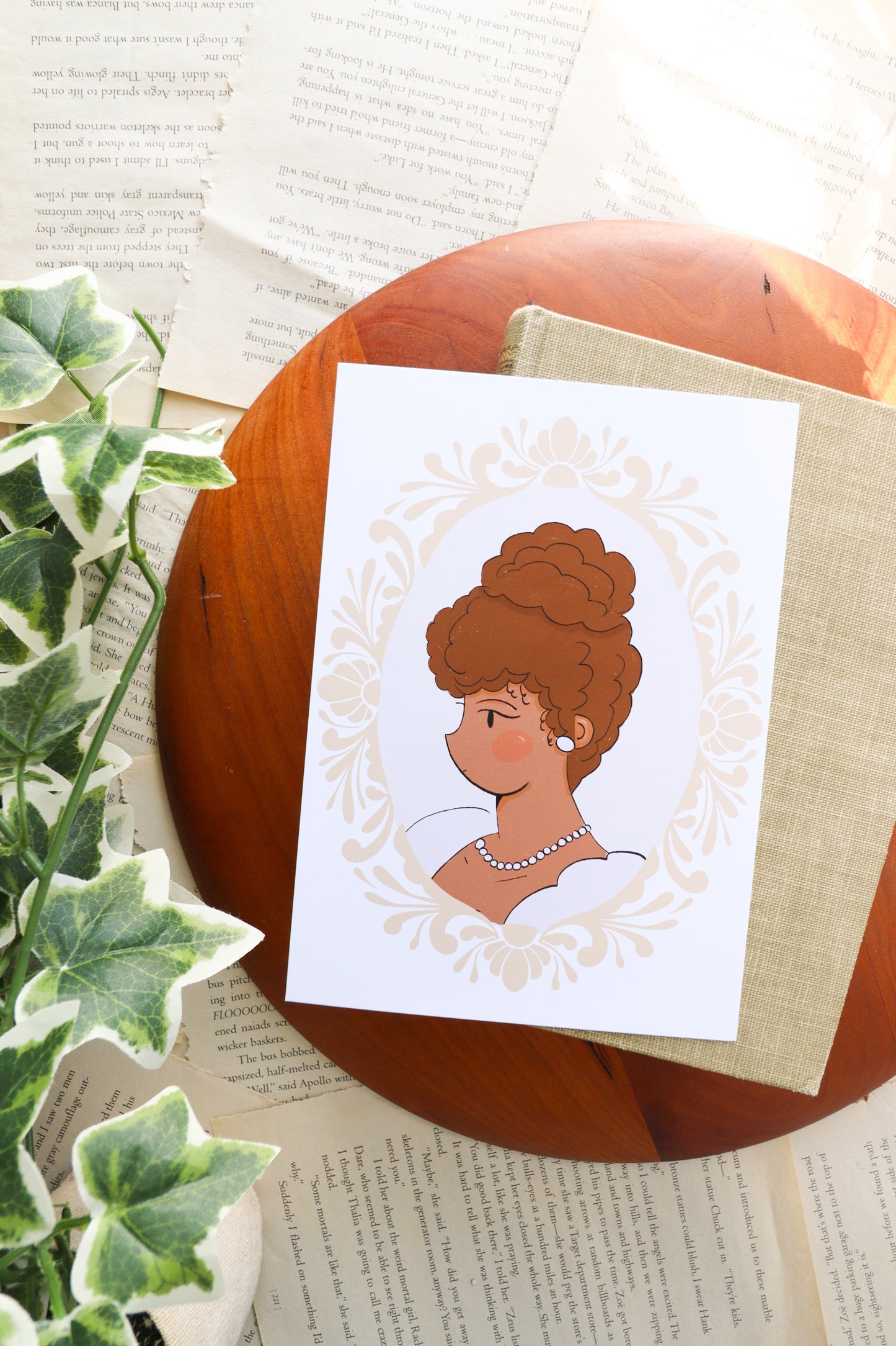 This image features a beautifully crafted Regency Portrait Art Print, inspired by the depiction of a woman from the Regency era. The art print is produced on thick matte paper using archival inks to ensure longevity and quality.