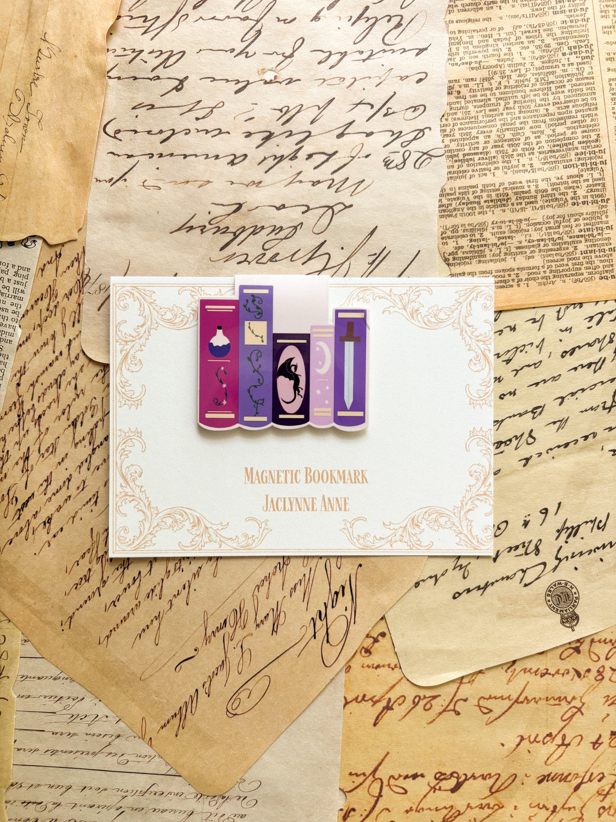 Fantasy Book Stack Magnetic Bookmark
