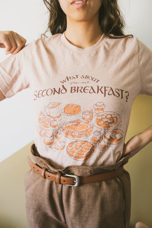 What About Second Breakfast? Unisex Book Shirt