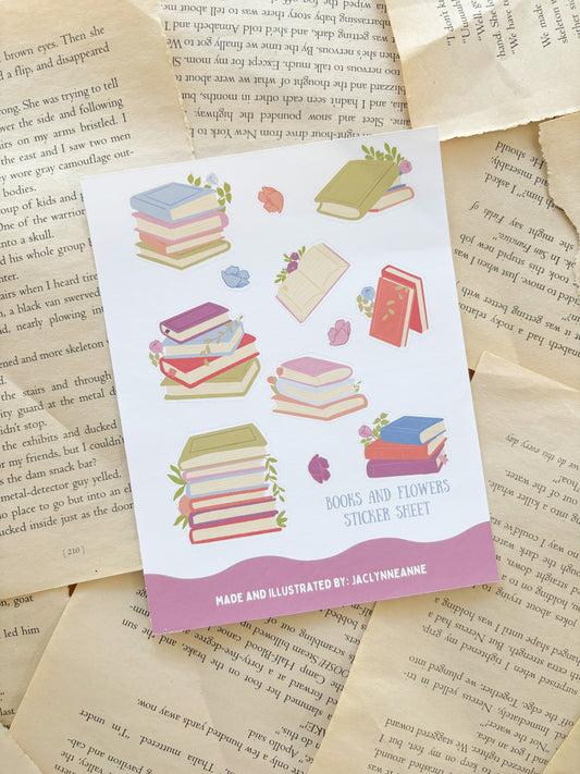 Books and Flowers Sticker Sheet