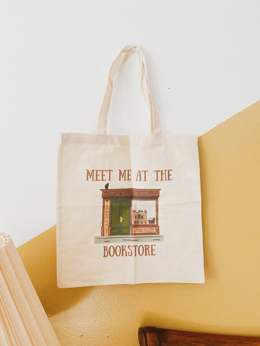 Meet me at the Bookstore Canvas Totebag